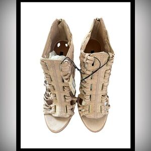 Forever 21 Tan Cage Sandals with Stiletto Heel